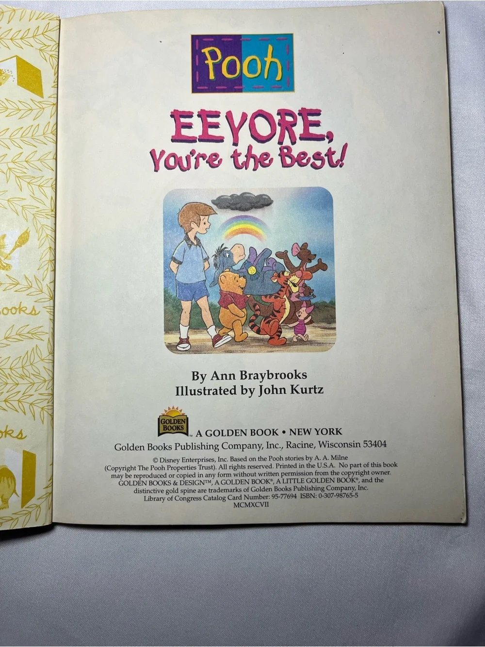 Vintage 1996 Disney Winnie the Pooh Eeyore You’re The Best HC Little Golden Book